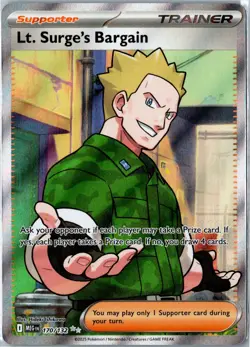 Pokemon Card - Lt. Surge's Bargain 170/132 Mega Evolution Ultra Rare Near Mint - Image 1