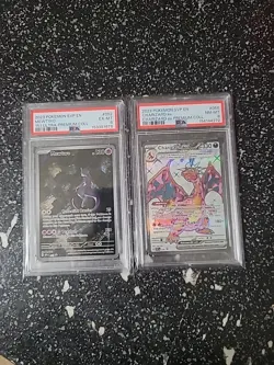 Lot 2 Pokemon Cards Charizard EX 056 Scarlet & Violet PSA 8 Mewtwo 52 PSA 6 - Image 1