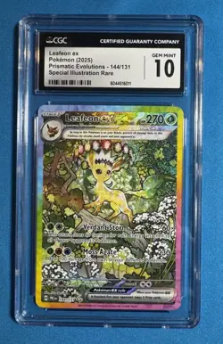 💎 CGC 10 💎 2025 LEAFEON EX Pokemon Scarlet & Violet Prismatic Evolutions 144 - Image 1