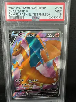 Pokemon Charizard V BSP 2020 Champions Path ETB #050 Full Art Holo Rare PSA 9 - Image 1