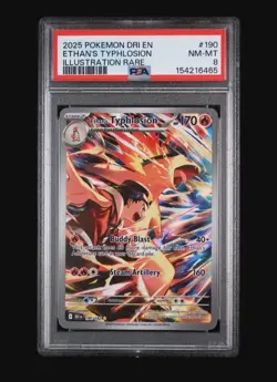 2025 Pokemon Destined Rivals Ethan's Typhlosion Illustration Rare #190/182 PSA 8 - Image 1