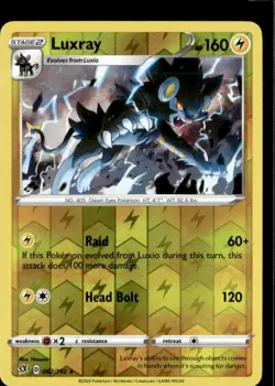 Pokemon Luxray 062/192 Rebel Clash Reverse Holo Rare - Image 1