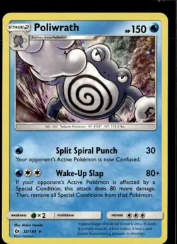 Pokemon Poliwrath 32/149 Sun Moon Base Set Holo Rare - Image 1