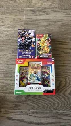 Bandai Pokemon TCG First Partner Pack + mega + one peace card - Image 1
