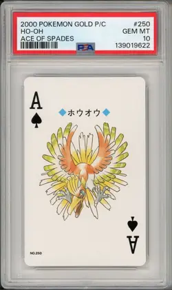 2000 Pokemon Japanese Gold Playing Card Ho-Oh Ace of Spades #250 PSA 10 - Image 1