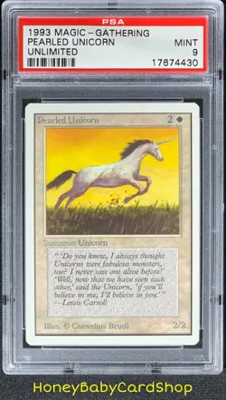 MTG Unlimited Edition 1993 Pearled Unicorn PSA 9 Mint Old School 93/94 - Image 1