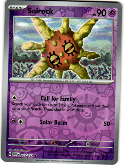Solrock 093/197 Reverse Holo Pokemon Obsidian Flames NM - Image 1