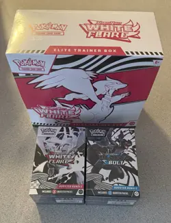 Pokemon Scarlet & Violet White Flare ETB + White Flare BB + Black Bolt BB. W - Image 1