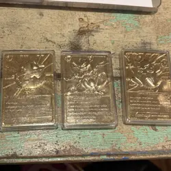 Set of 3 Pokemon 1999 Gold Plated 23K Trading Card Burger King Promo Limited - Image 2