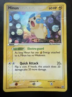 Pokemon Minun Ex Emerald 37/106 Reverse Holo Stamped (HP/Damaged) - Image 1