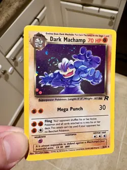 Dark Machamp Holo Card 10/82 Swirl Team Rocket Series, Pokemon TCG WOTC LP - Image 1
