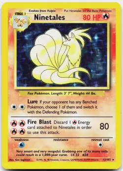 Ninetales 12/102 Holo Holo Rare Base Set Unlimited Pokemon Near Mint - Image 1