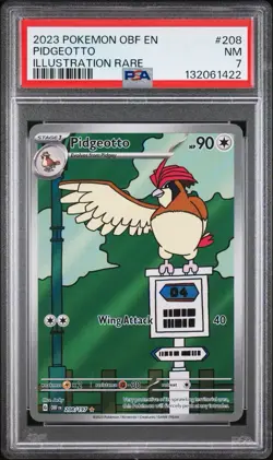 2023 POKEMON OBF EN-OBSIDIAN FLAMES ILLUSTRATION RARE #208 PIDGEOTTO PSA 7 - Image 1