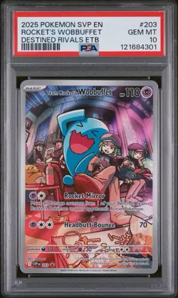 Pokemon Team Rocket's Wobbuffet Destined Rivals ETB Promo SVP EN 203 PSA 10 Card - Image 1