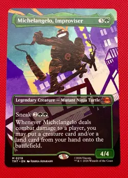 MTG TMNT Michelangelo, Improviser Borderless Mythic 0219 - Image 1