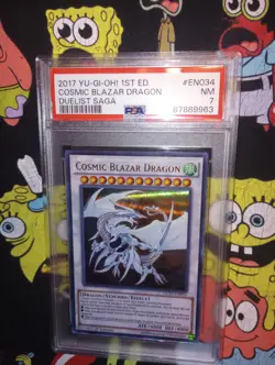 2017 YU-GI-OH! 1ST EDITION COSMIC BLAZAR DRAGON DUELIST SAGA #EN034 PSA 7 - Image 1