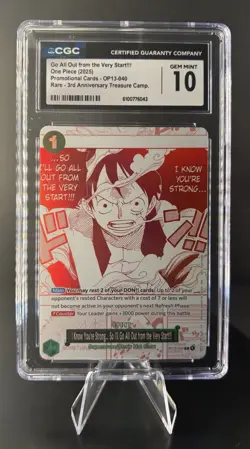 One Piece OP13-040 “I Know You’re Strong” 3rd Anniversary Promo CGC 10 Gem Mint - Image 1