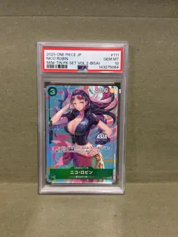 2025 ONE PIECE JAPANESE MINI-TIN PACK SET VOL.2 BISAI #111 NICO ROBIN PSA 10 - Image 1