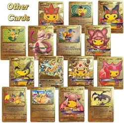 55 pcs Gold Metal Fan-Art Pokemon Cards Deck – GX, EX, VMAX Collection Set - Image 3