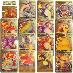55 pcs Gold Metal Fan-Art Pokemon Cards Deck – GX, EX, VMAX Collection Set - Image 4