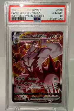2021 Pokemon Battle Styles Single Strike Urshifu Vmax Secret 168/163 PSA 10 - Image 1