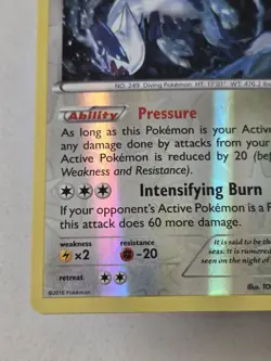 POKEMON LUGIA 78/124 RARE REVERSE HOLOFOIL FATES COLLIDE NM CARD TCG - Image 2