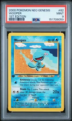 Pokemon Neo Genesis Wooper 82/111 1st Edition Common PSA 9 2000 Card - Image 1