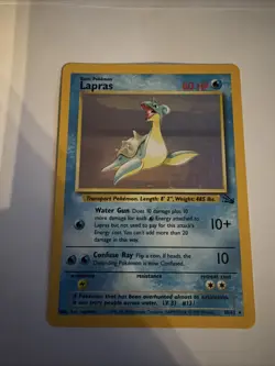 Pokemon TCG Lapras Fossil Holo Unlimited Rare Card 10/62 LP Condition - Image 1