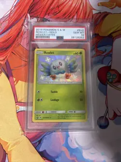 Pokemon TCG Card Hidden Fates Rowlet #SV2 Baby Shiny Holo Rare PSA 10 GEM MINT - Image 1