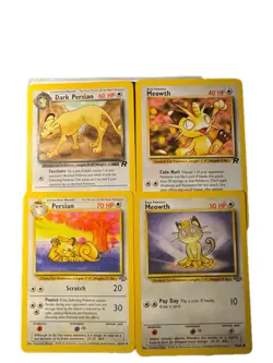 🐈 Pokemon Meowth Persian NM-LP Lot Jungle + Team Rocket Set 4 Cards WOTC 🐱 - Image 1