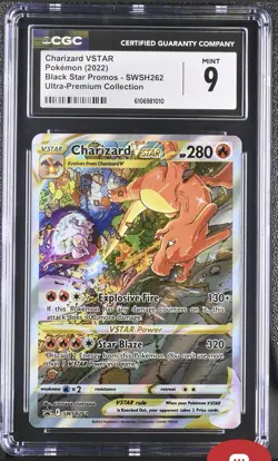 CGC 9 MINT Charizard VSTAR SWSH262 Premium Collection Black Star Promo Pokemon - Image 1