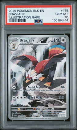 POKEMON - BLACK BOLT #155 BRAVIARY ILLUSTRATION RARE IR 🔥PSA 10 🔥 - Image 3