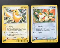 Pokemon Pikachu #012 & Meowth #013 E-reader Black Star Promo Vintage Nintendo - Image 1