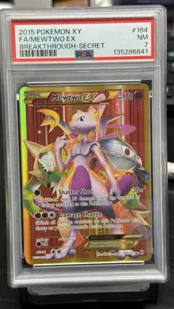 PSA 7 Mewtwo EX (Secret Full Art) 164/162 XY Breakthrough Secret Pokemon - Image 2