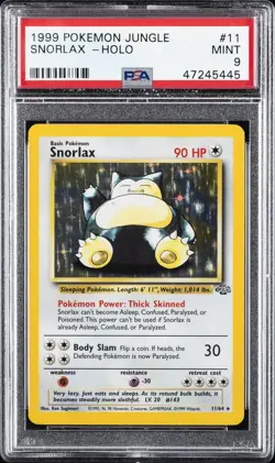 1999 POKEMON JUNGLE #11 SNORLAX-HOLO PSA 9 - Image 1