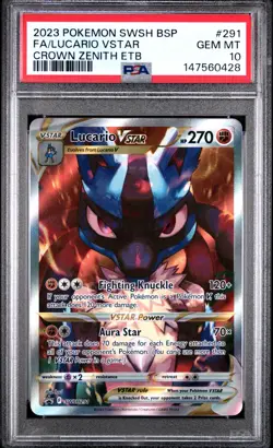 PSA 10 - Lucario VSTAR SWSH291 Crown Zenith Elite Trainer Box Promo - Pokemon - Image 1