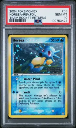 2004 POKEMON EX TEAM ROCKET RETURNS #58 HORSEA-REVERSE FOIL PSA 10 - Image 1