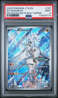 2025 POKEMON JTG EN-JOURNEY TOGETHER #167 N'S RESHIRAM PSA 9 - Image 1