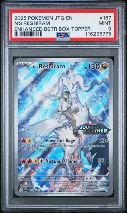 2025 POKEMON JTG EN-JOURNEY TOGETHER #167 N'S RESHIRAM PSA 9 - Image 1