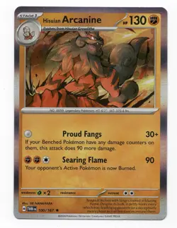 Hisuian Arcanine 100/167 Twilight Masquerade Rare Holo Card NEAR MINT/MINT - Image 1