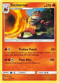 Incineroar - 17/73 - Uncommon Sun & Moon: Shining Legends Pokemon Card - Image 1
