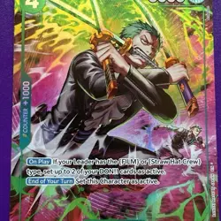 Bandai One Piece CCG Roronoa Zoro OP13-037 Treasure Rare +1000 Counter - Image 1