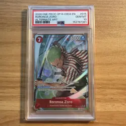 2026 ONE PIECE OP14-EB04 THE AZURE SEA'S SEVEN ALTERNATE ART RORONOA ZORO PSA 10 - Image 1