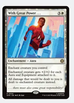 With Great Power... | MTG Marvel Spider SPM | White Aura Enchantment | Rare | NM - Image 1