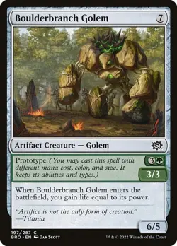 NM Foil Boulderbranch Golem, MTG, The Brothers' War, Magic the Gathering, 197 - Image 1