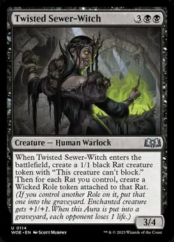 NM Twisted Sewer-Witch, MTG, Wilds of Eldraine, Magic the Gathering, 114 - Image 1