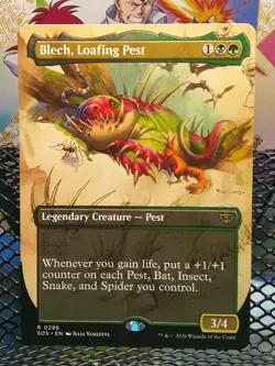 Blech, Loafing Pest (Borderless) #298 (NM) Secrets of Strixhaven SOS Magic MTG - Image 1