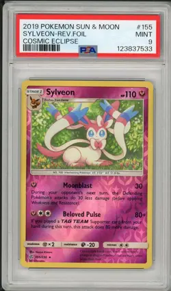 2019 Pokemon Sun & Moon Cosmic Eclipse Sylveon Reverse Holo Foil #155 PSA 9 - Image 1