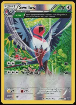 Swellow 72/108 LP Roaring Skies Rare Reverse Holo Pokemon - Image 1