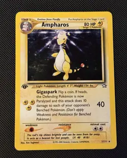 Pokemon TCG 1st Edition Ampharos 1/111 Neo Genesis Holo SWIRL - Image 1